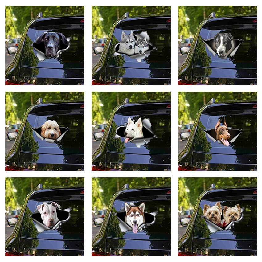 

Funny Dog Head on Crack Vinyl Car Decals Decals Motorcycle Accessories Window Decorations Diy Dog Head Pvc Car Stickers