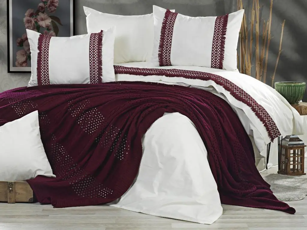 

Land Of dowry Salsa Battaniyeli Duvet cover set White Burgundy