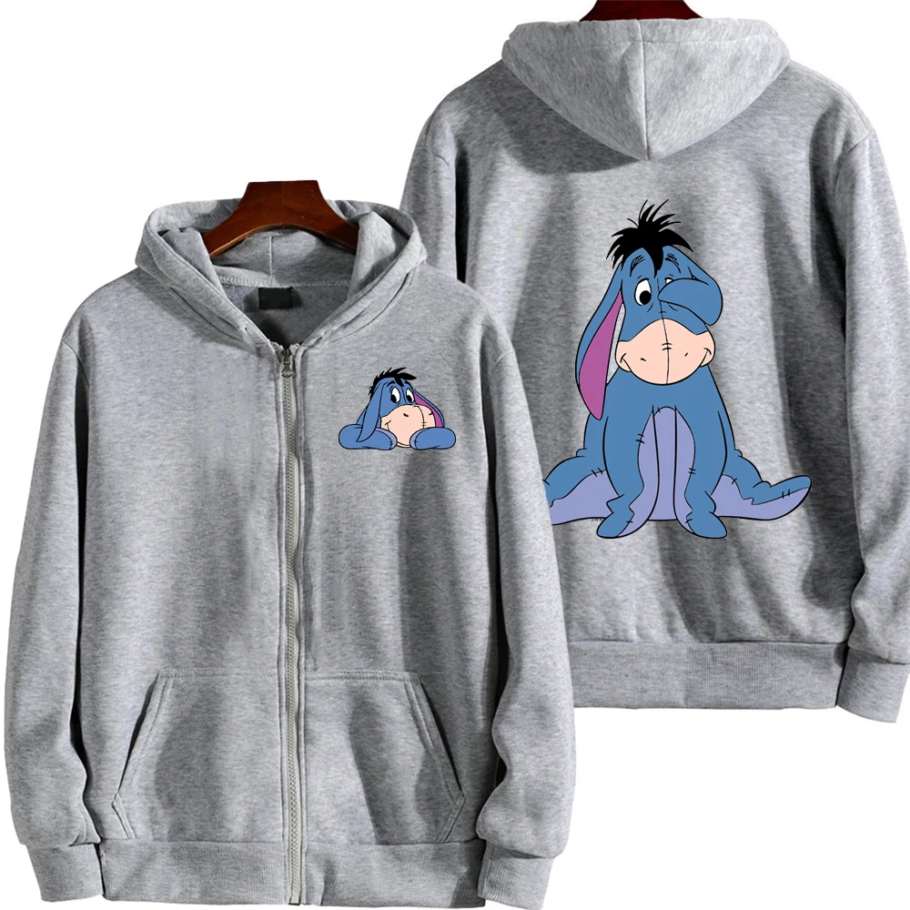 Фото Eeyore мультфильм аниме женская толстовка на молнии весна осень мужская толстовка большого размера 2025 новые модные куртки для пар пальто №5
