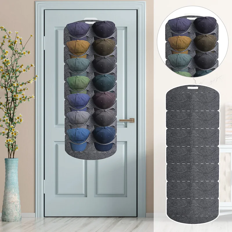 

Hanging Hat Organizers for Baseball Cap Felt Storage Holders for Bedroom Closet Space Saving Wall Door Felt Storage Rack