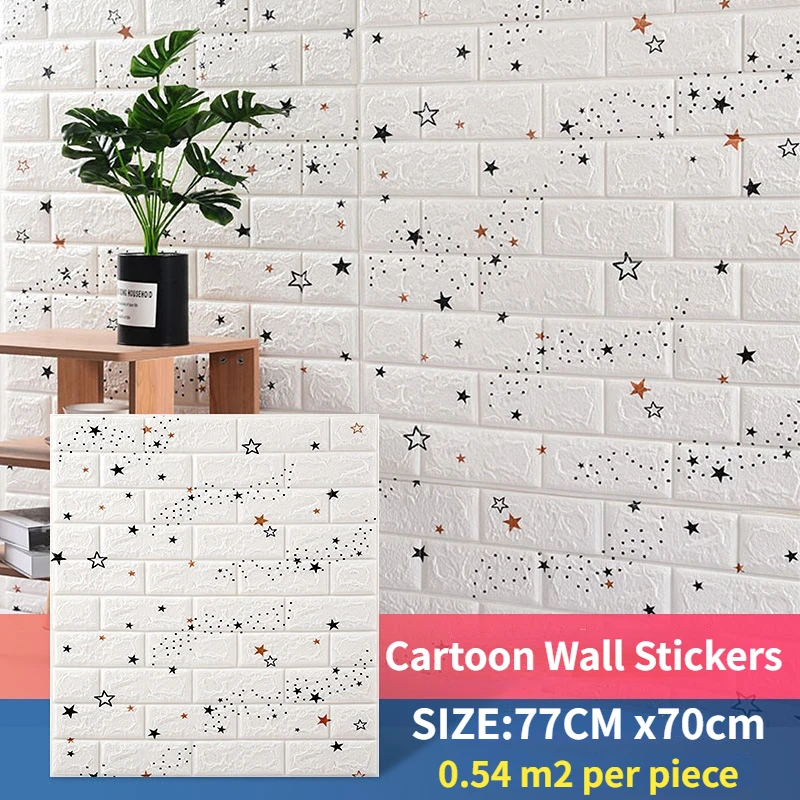 

77cm X70cm Thicker 6mm Children's Room Cartoon Self Adhesive Wall Stickers Vinyl TV Backdrop Home Decoration Stickers