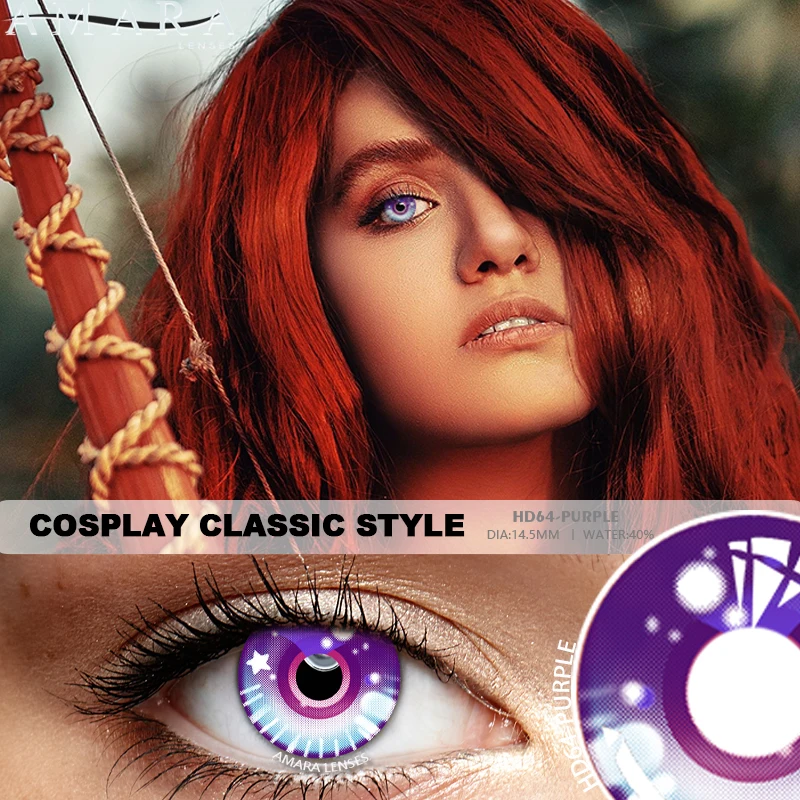 Цветные контактные линзы AMARA для косплея 1 пара аксессуары аниме Красные годовые
