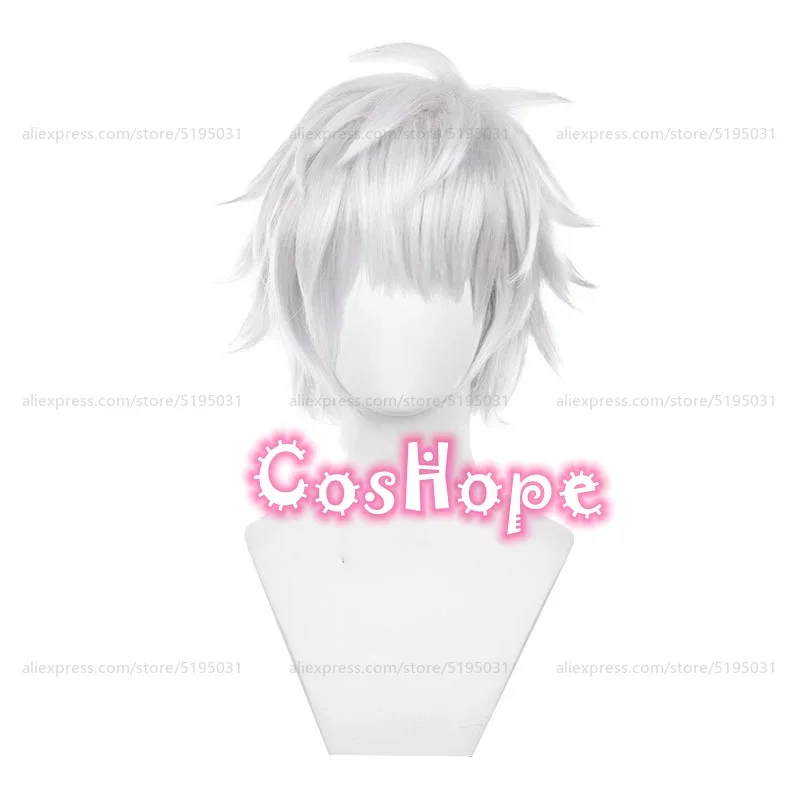 Satoru Gojo Косплей Парик 32 см Короткий Пушистый Серебристо-Белый Аниме Парики