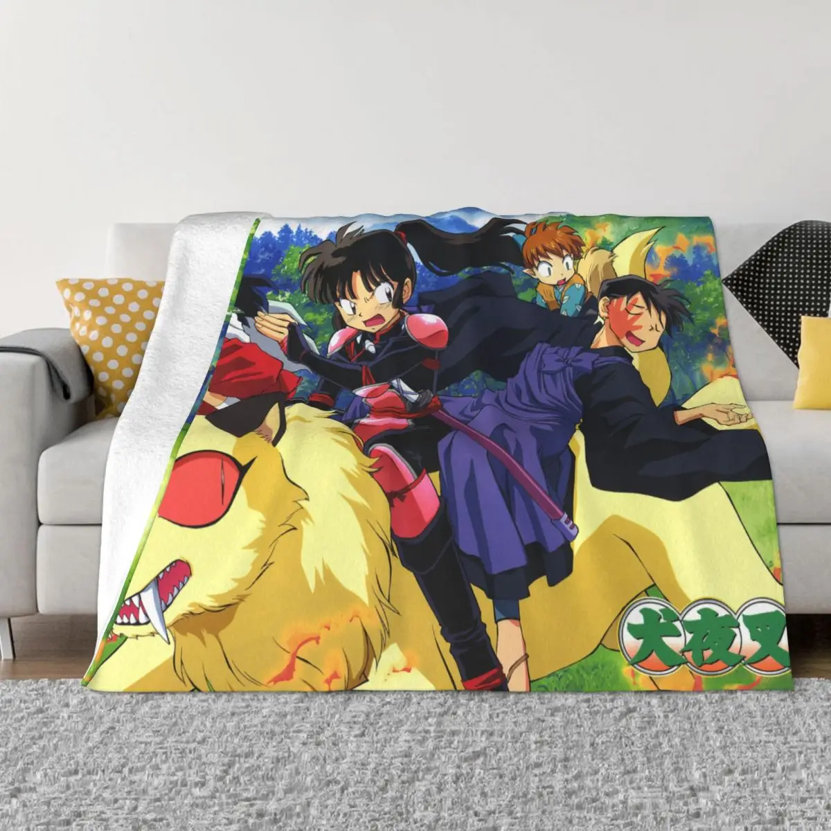 

Sango Miroku Blankets Fleece Spring/Autumn Anime Inuyasha Breathable Warm Throw Blanket for Bed Travel Bedspreads