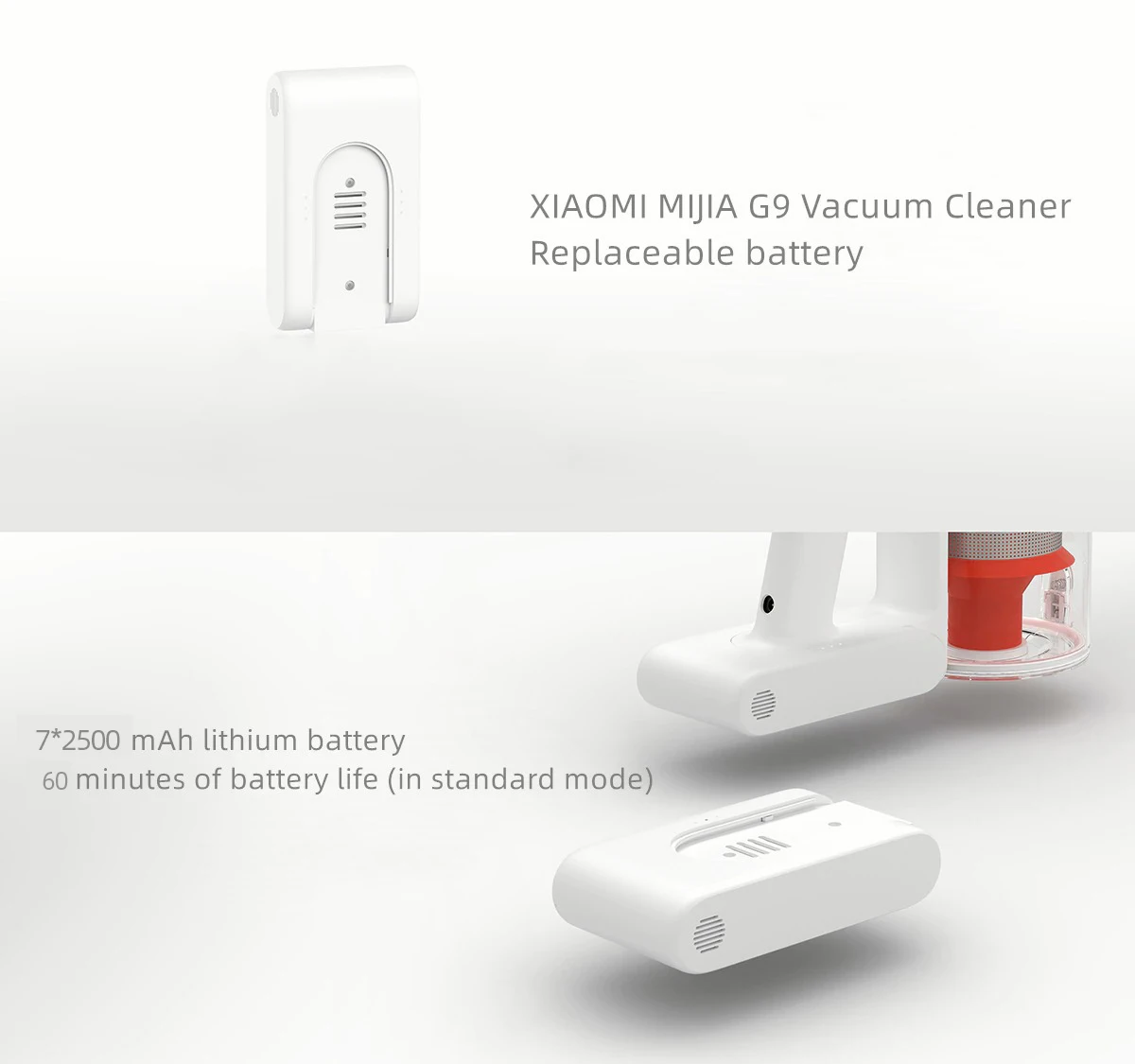 Xiaomi mi G9 пылесос оригинальный сменный аккумулятор 2500mHh для Mijia с двойной зарядкой |