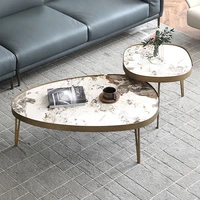 gy italian minimalist oval tea table special shaped personality size combination light luxury stone plate tea side table