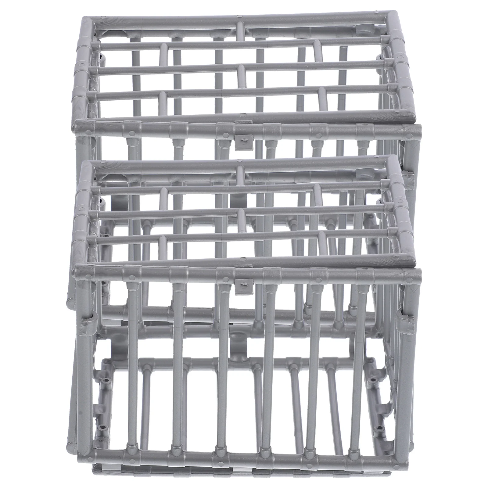 

2 Pcs Miniature Cage Ornament House Accessory Model The Multi-use Plastic Tiny Action Figure Display Toys
