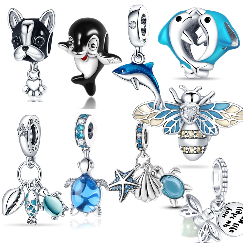 Женский браслет из серебра 925 пробы с фигурными рыбками