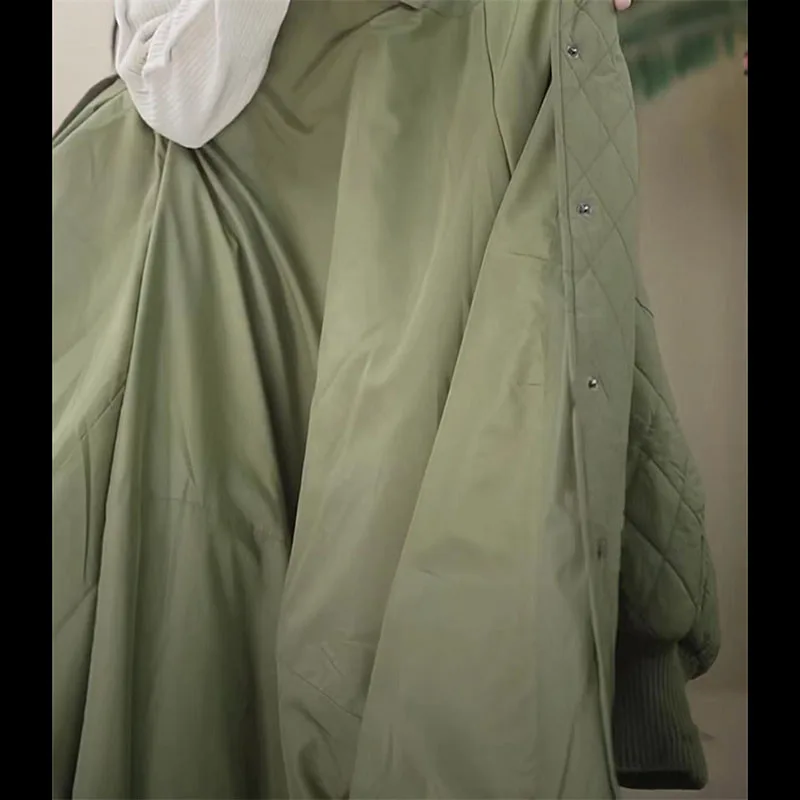 Женский пуховик в клетку длинная Легкая стеганая куртка европейском стиле парка