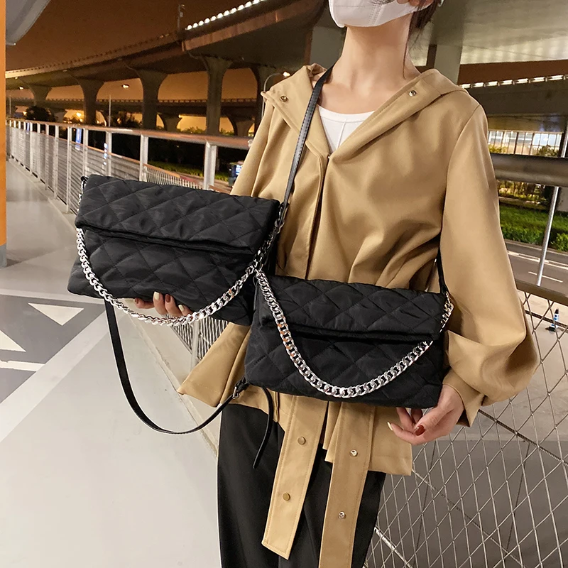 

Luxury Designer Women's Shoulder Bag Brand Lingge Large Capacity Tote Bag PU Crossbody Bag Chain Handbag and Purse Female Clutch