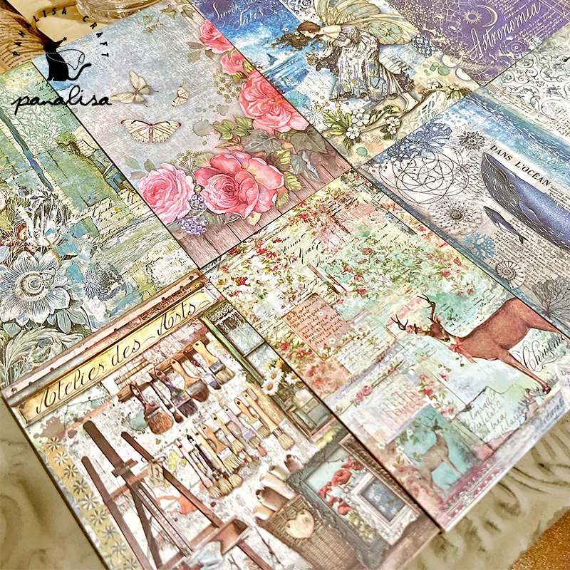 

Panalisacraft 8 Styles of 60 sheets vintage patterned paper Scrapbooking paper pack handmade craft paper Background pad card