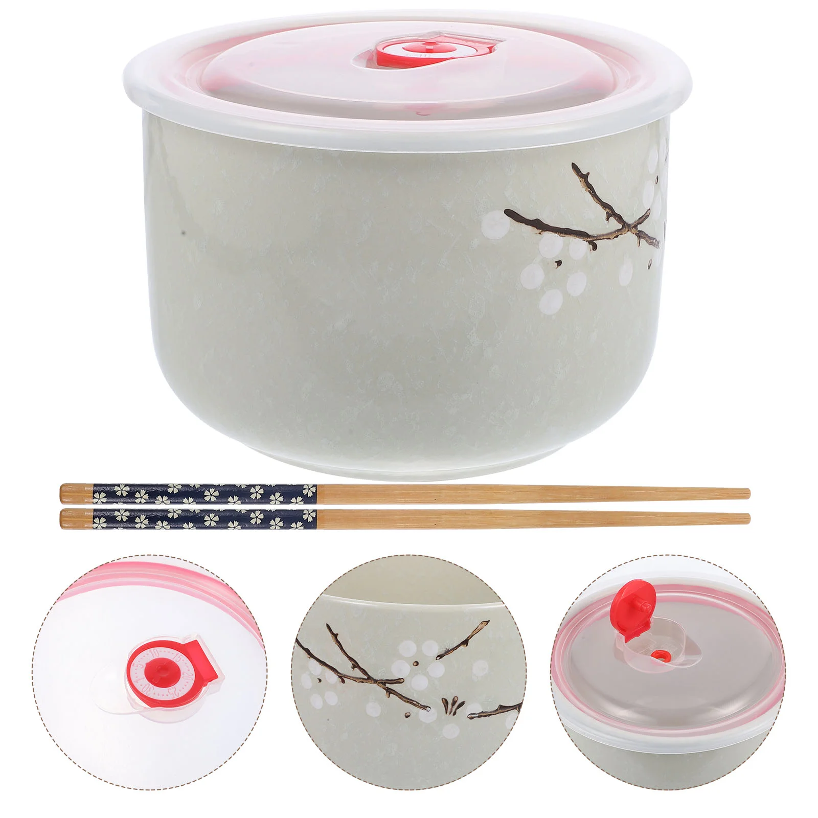 

Box Food Accessories with Cover Bento Lunchbox Compact Bowl Ceramics Eat