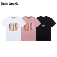 summer menswomens 22ss colorful striped print round neck short sleeve tees oversize couple style fashion t shirt