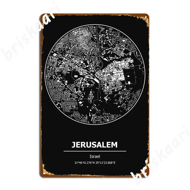Карта города ислама Израиль металлическая фотография декор для кинотеатра
