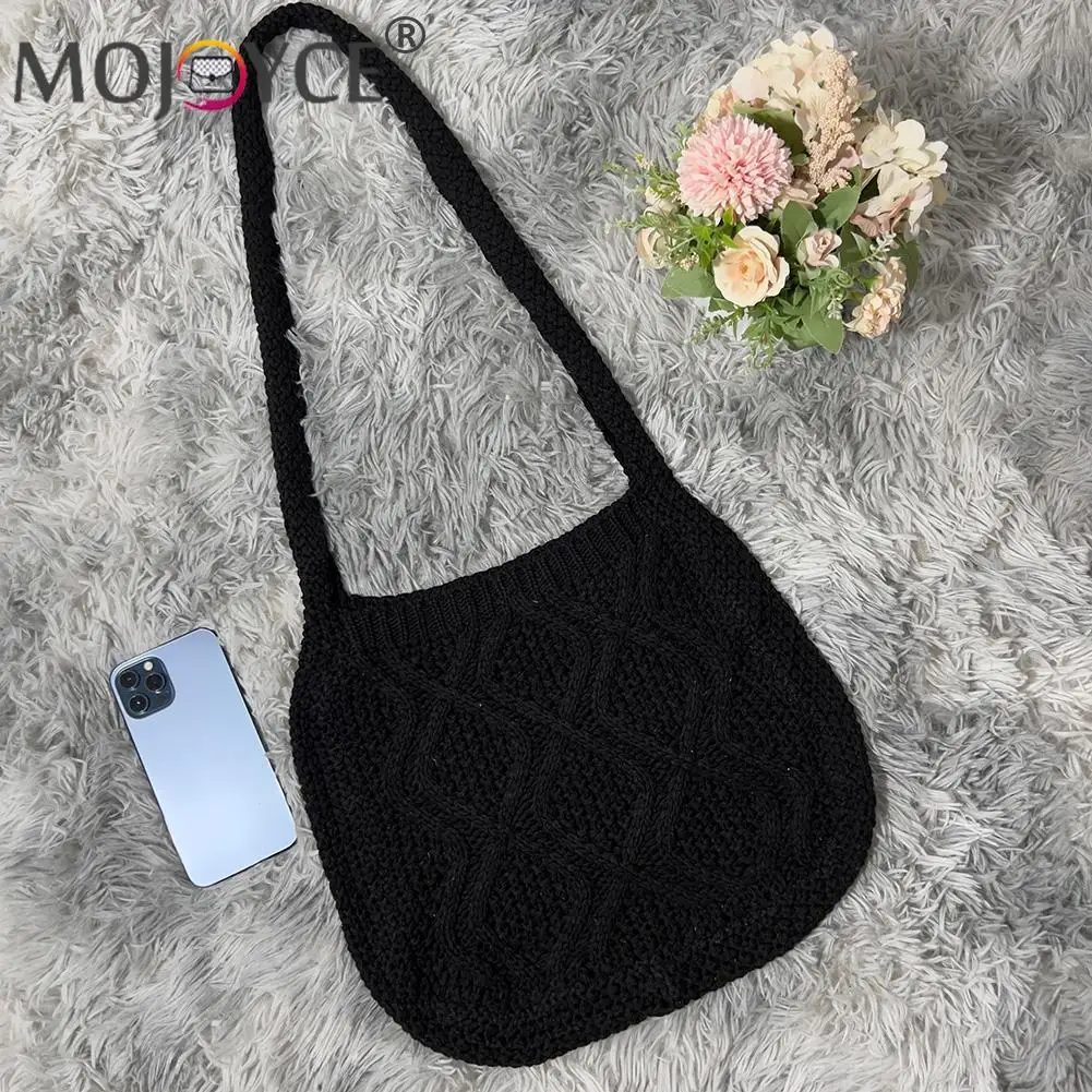 

Women Fashion Shoulder Bag Knitted Solid Color Underarm Bag Ladies Casual Shoulder Bags Winter Decoration Supplies
