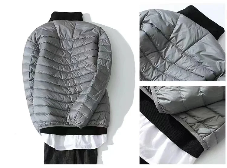 Warm Jacket Men Windbreaker 2023 New Autumn Winter V-Neck Parkas Men's Fashion Casual Lightweight Down Padded Jacket Coat Male