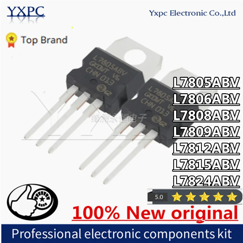 

5pcs L7805ABV TO-220 7805ABV L7806ABV L7808ABV L7809ABV L7812ABV L7815ABV L7824ABV Voltage regulator chips
