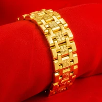 wide version fine thickened gold blessing tank bracelet 24k gold plated s clasp bracelet wedding jewelry