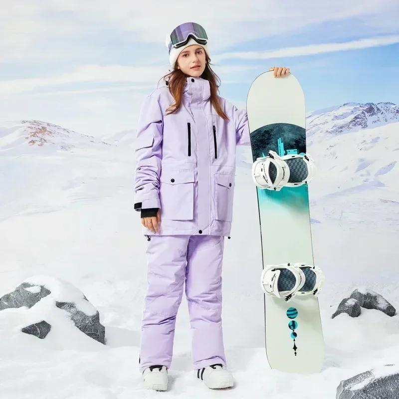 Women Men Skiing Suites 2025 New Snowboard Jacket Pant Snow Set Outdoor Sport Winter Ski Clothing Waterproof Hoodie Overalls