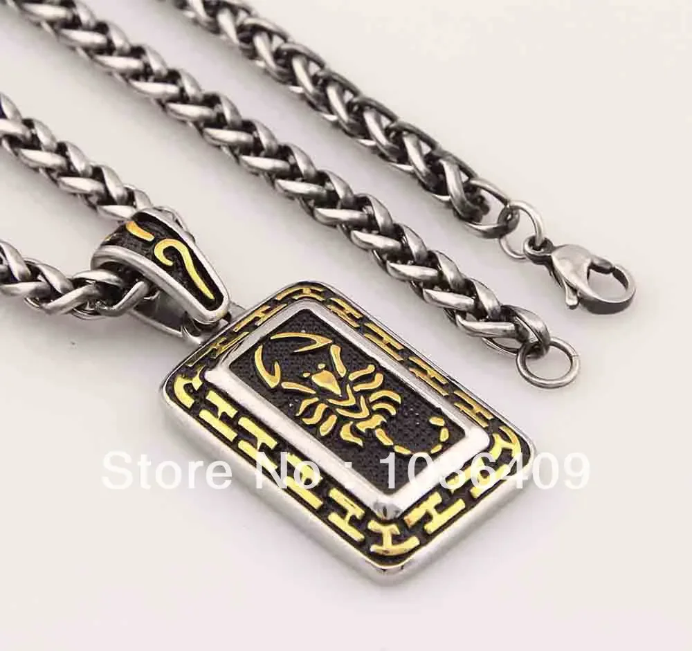 Винтажное ожерелье с подвеской в виде скорпиона из нержавеющей стали Мужская