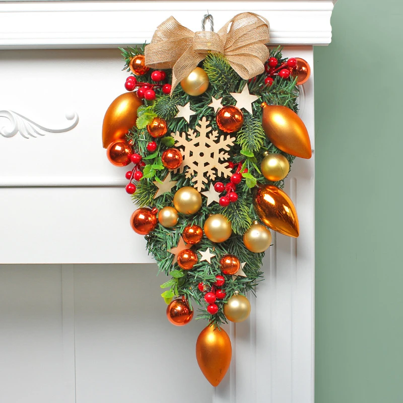 

Рождественский венок из тростника, искусственный венок из ротанга для окон и дверей, домашнее рождественское украшение для дома