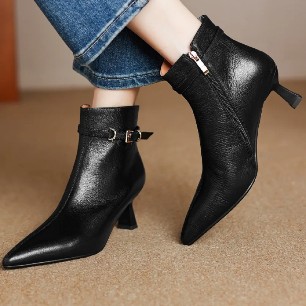 【EUNICE YUN】Женские лаконичные ботильоны ручной работы из натуральной кожи