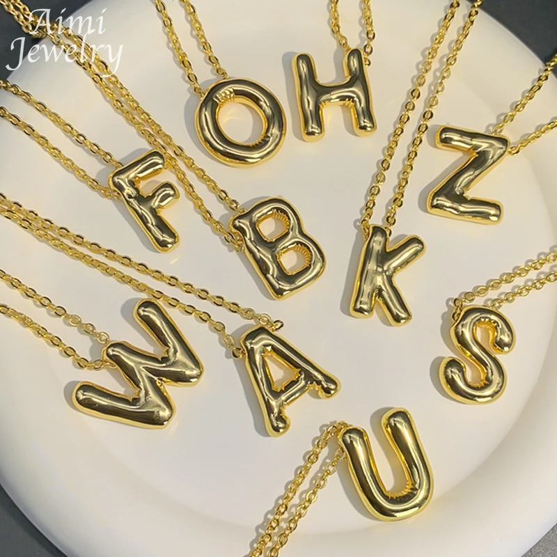 Ожерелье с подвеской в виде пузырчатой буквы для женщин золотые искусственные