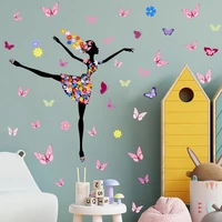 1 sheet wall sticker cartoon diy colorful beautiful butterfly ballet girl wall decal household supplies