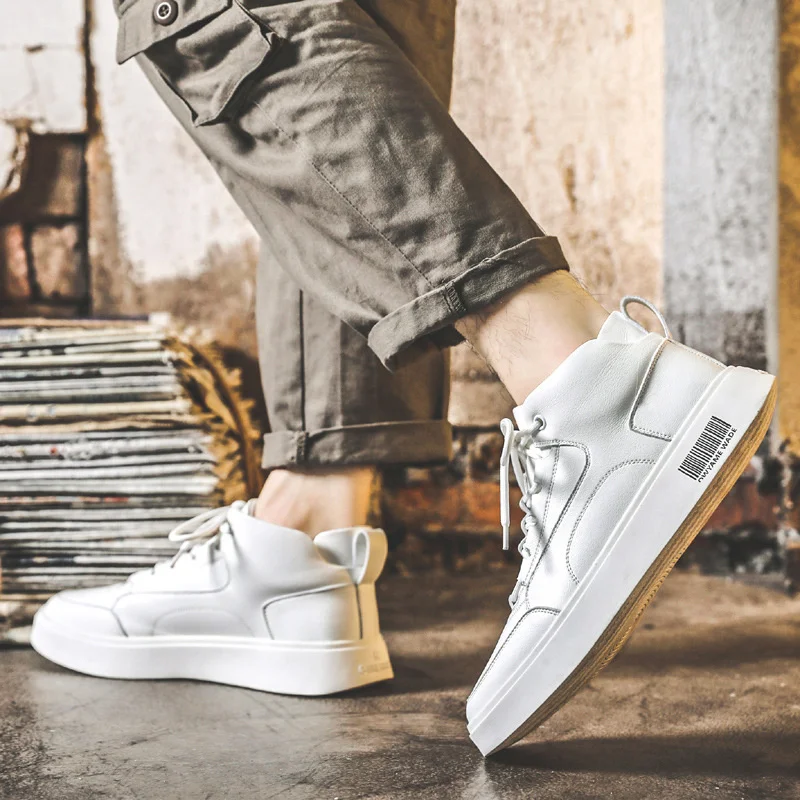 SALUDAS Luxury Men Shoes Genuine Leather Sneakers High-top Soft Sole Running Shoes Big Size Fur Warm Men Winter Shoes