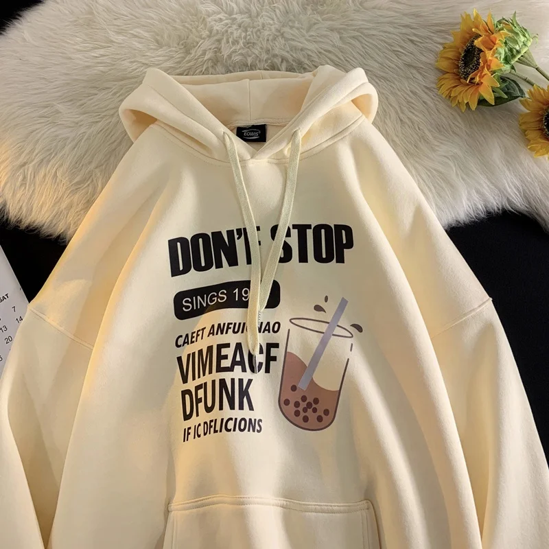 

Модная свободная толстовка с капюшоном в Корейском стиле для пары, новинка, повседневный Свитер оверсайз с длинным рукавом и капюшоном для мужчин и женщин