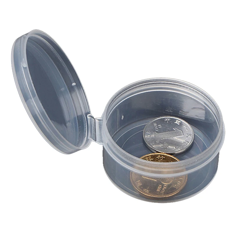

Mini Storage Box Powder Accessory Jewelry Tool Screw Sample Translucent Round Plastic Case Y4222