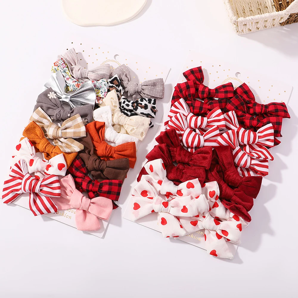 Bowknot Hairclips Girls Cute Print Hair Safe Clips Kids Boutique Headwear Children Hair Accessories Gifts