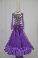 standard ballroom dance skirt women 2022 new high quality custom made elegant feather purple ballroom competition dance dresses