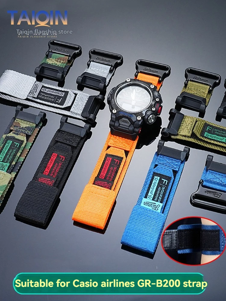 Фото Ремешок для часов GR B200 из нейлонового полотна для Casio G-SHOCK 5635 GR-B200 GR-B200-1A2/1A/1A9/1A2PR, модифицированный браслет для активного отдыха №1