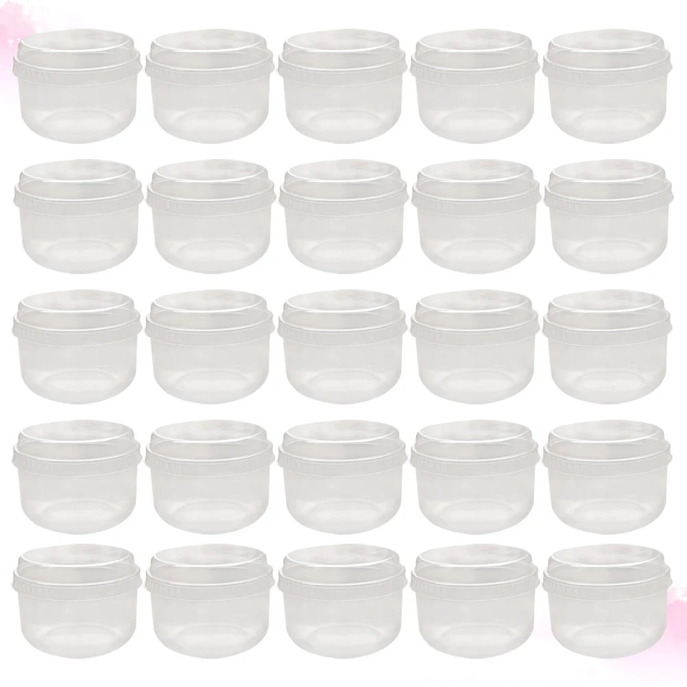 

50 Sets Chubby Pudding Cups Disposable Food Containers Baking Plastic Clear Lids