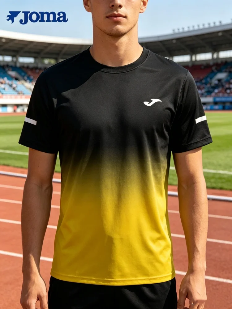 Фото Мужская футболка JOMA Summer 3D Print для занятий спортом на открытом воздухе, влагоотводящая и быстросохнущая, с коротким рукавом, для тренировок по футболу №2