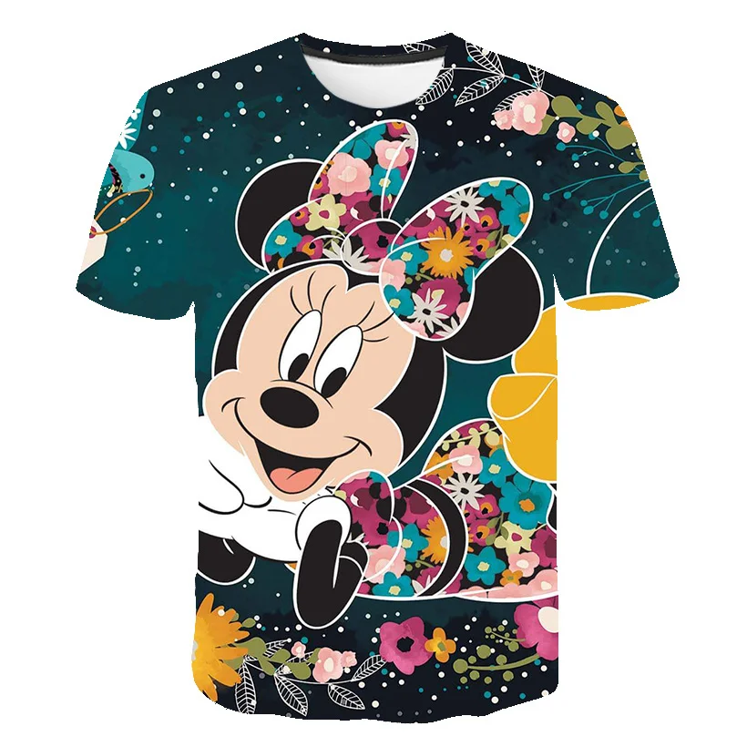 

Boys Girls Mickey Minnie Mouse Tshirts 3D Cartoon Anime Girls Clothes Kids Popular Harajuku T-shirt Children Short Sleeve TShirt