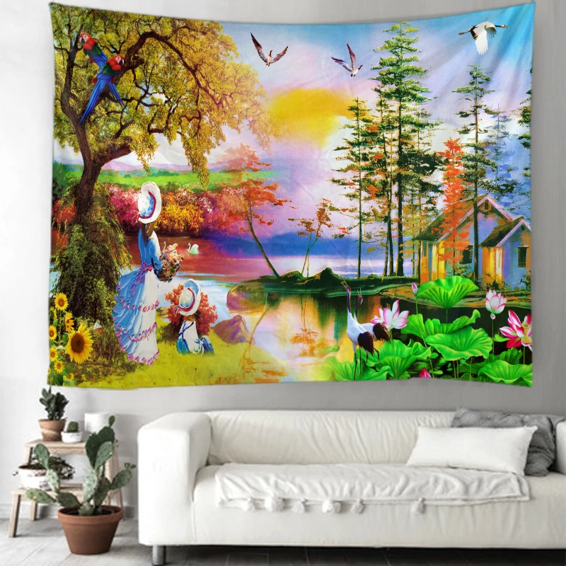 

Bohemian Sips Home Decor Tapestry Bedroom Decor Tapestry Landscape Forest Landscape Decor Tapestry