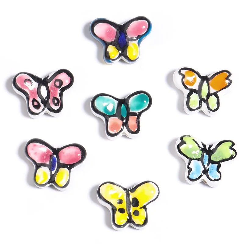 

Ceramics Butterfly Beads 10pcs/Lots 17x13mm Accessories for Women Jewelry Making Charms for Bracelet Necklace Jewelry