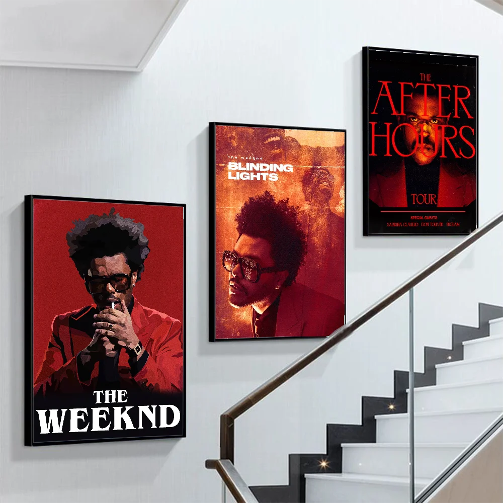 

Singer W-weeknd-After Hours Poster Self-adhesive Art Poster Retro Kraft Paper Sticker DIY Room Bar Vintage Decorative Painting