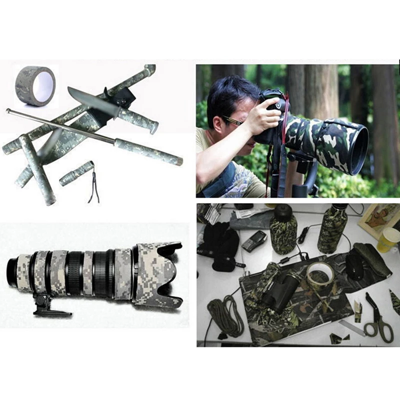 

5cmx4.5m Elastic Wrap Tape Army Adhesive Outdoor Hunting Camouflage Stealth Tape Waterproof Wrap Durable Self Adhesive Bandage