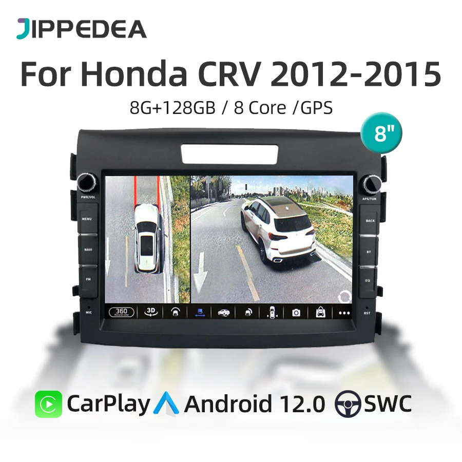 Car Radio for Honda CRV 2012-2015 Carplay Android 12.0 8G+128G 4G LTE IPS WiFi GPS Navigation Bluetooth Multimedia Video Player