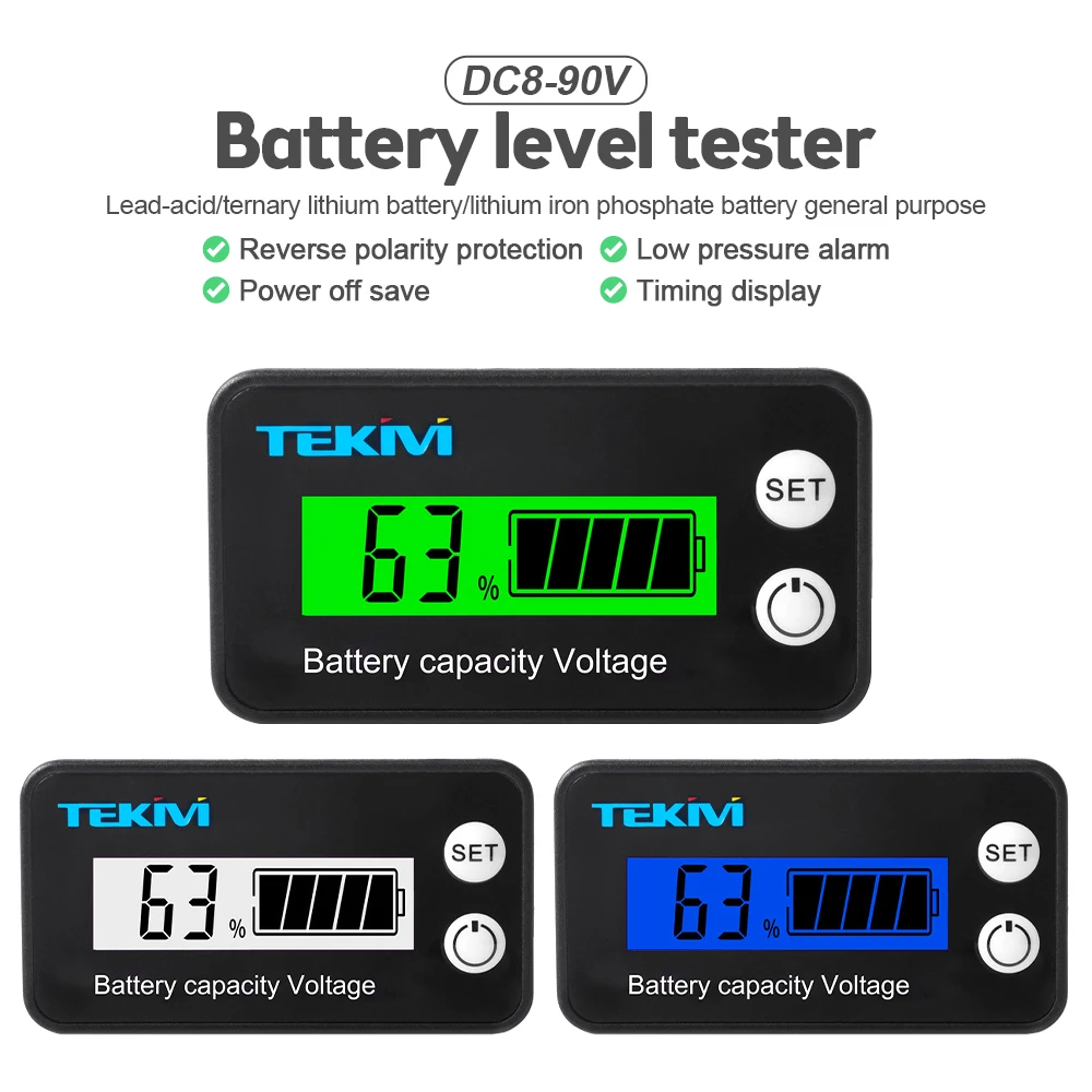 

DC Battery Voltmeter DC 12V-72V Capacity Indicator Power Meter Lithium LiFePO4 lead-acid cell 12V 24V 48V for 6136 LCD Battery