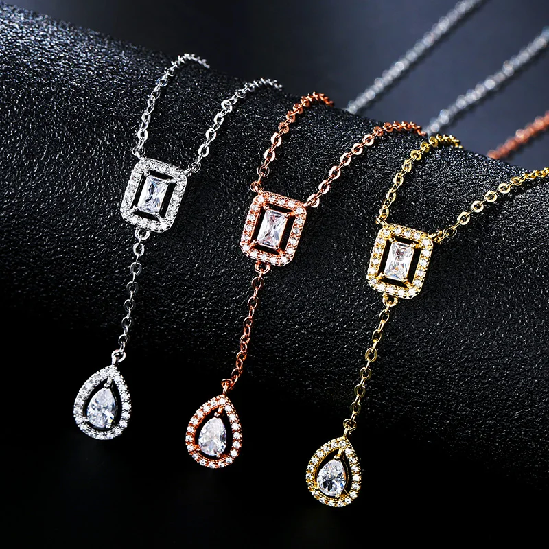 

Classic Geometric Cubic Zirconia Pendant Necklaces Gold Plated Chain Necklace Party Dinner Christmas New Year Jewelry Gifts