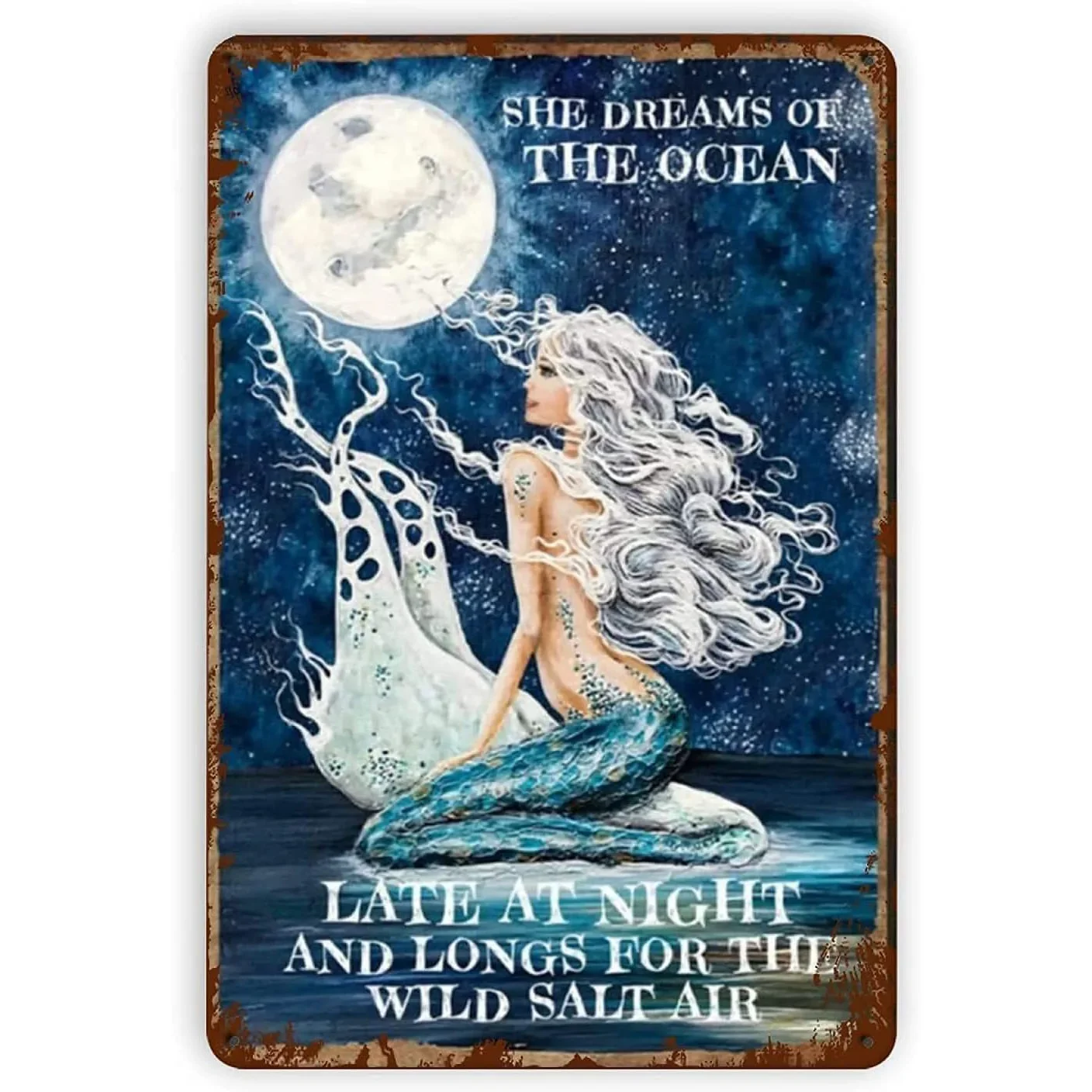 Винтажные металлические знаки Pinap Rusalka для макияжа с волной настенные постеры