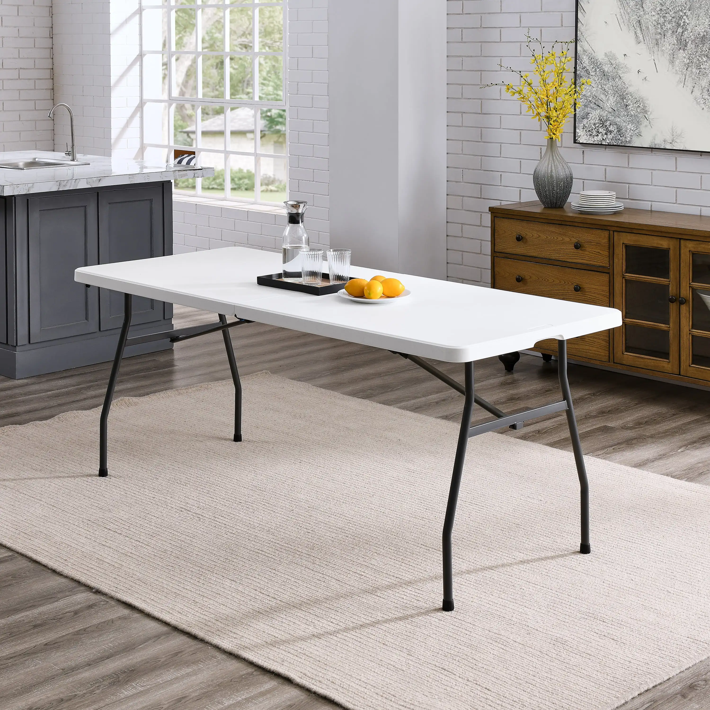 

Free Shipping 6 Foot Fold-in-Half Table White Granite