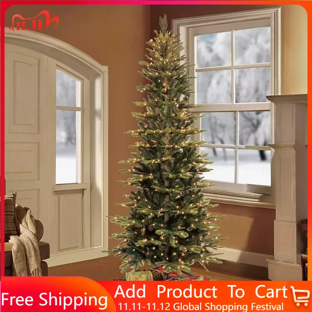 

Рождественское украшение, 6,5 футов, предварительно зажигающаяся тонкая ихта, искусственная Рождественская елка, бесплатная доставка, зеленая Искусственная елка