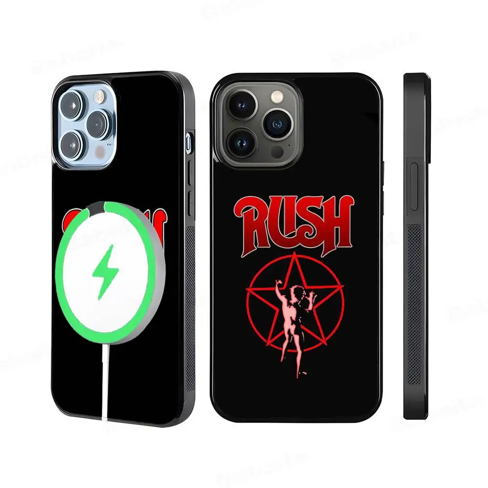 Фото Чехол для телефона Famous R-RUSH ROCK BAND для iPhone 13, 14, 15, 11, 12, 16, 17 Pro Max Plus, магнитный чехол Magsafe №1