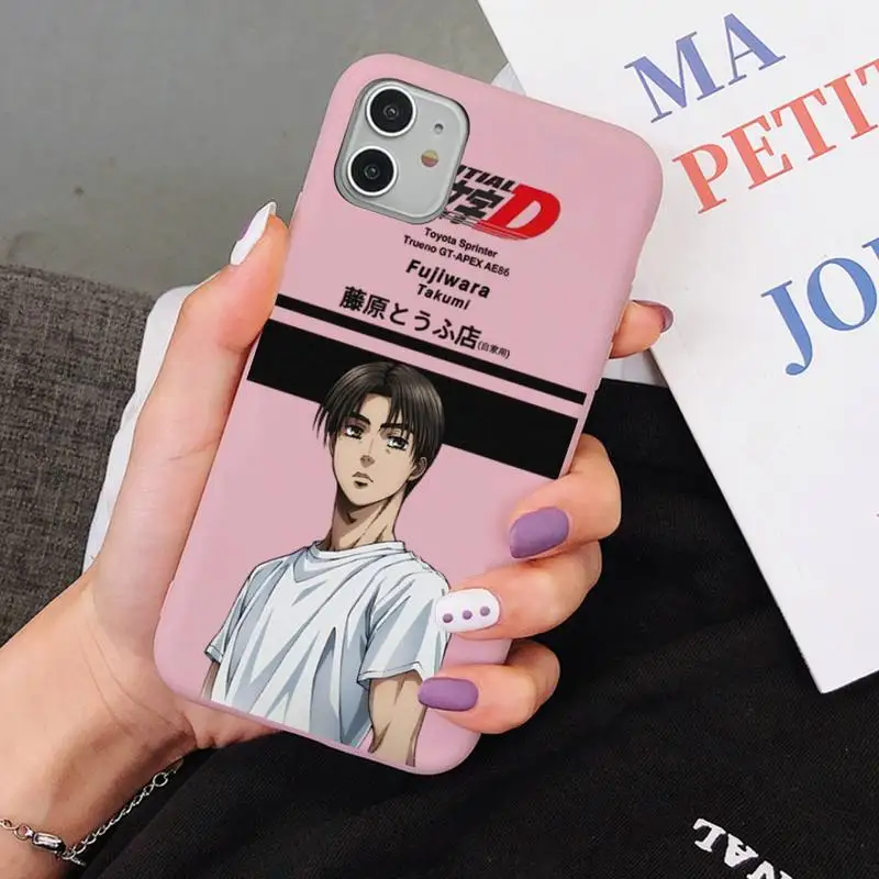 

INITIAL D AE86 Phone Case for iPhone 11 12 13 Mini Pro Xs Max 8 7 6 6S Plus X XR Solid Candy Color Case