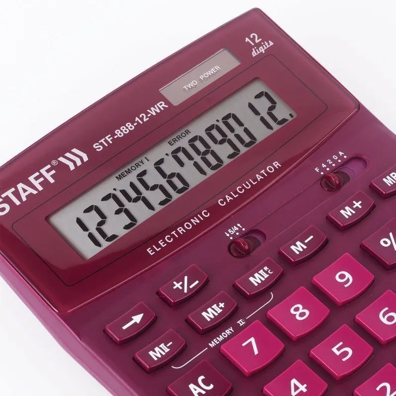 Калькулятор настольный STAFF STF-888-12-WR (200х150 мм) 12 разрядов двойное питание БОРДОВЫЙ